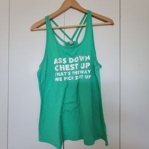 Constantly Varied Gear Green Tank Top Open Back with Bold Text Large.